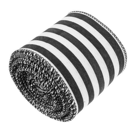 OUNONA Polyster Black and White Striped Ribbon with Flexible Wire for Packaging and Decorative Crafts