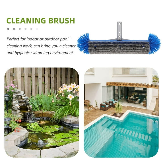 OUNONA Pool Brush Head For Cleaning Pool Walls Heavy Duty Inground Above Ground Swimming Pool Scrub Brushes With Reinforced Aluminium Back Blue