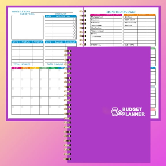 OUNONA Portable A5 Monthly Expense Tracker Budget Planner Notebook for Household Financial Management and Personal Budgeting Tool