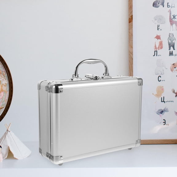 OUNONA Portable Aluminum Alloy Hard Case Briefcase with Protective Sponge Lining for Secure Storage and Easy Transport