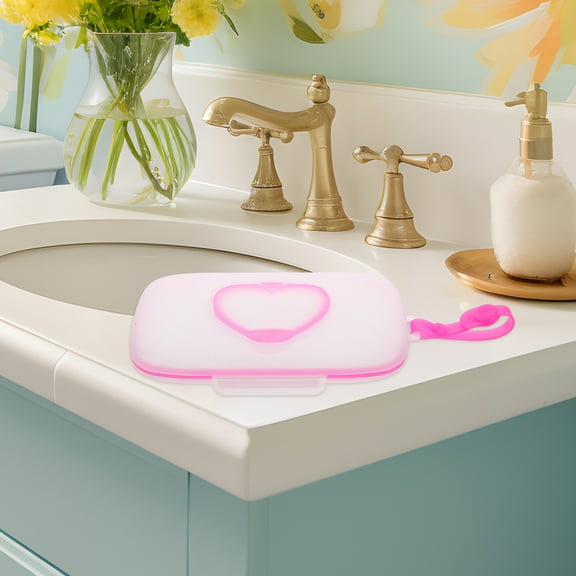OUNONA Portable Baby Hand Wipes Dispenser Heart Shape Cute Travel Essential for Kitchen PP Transparent