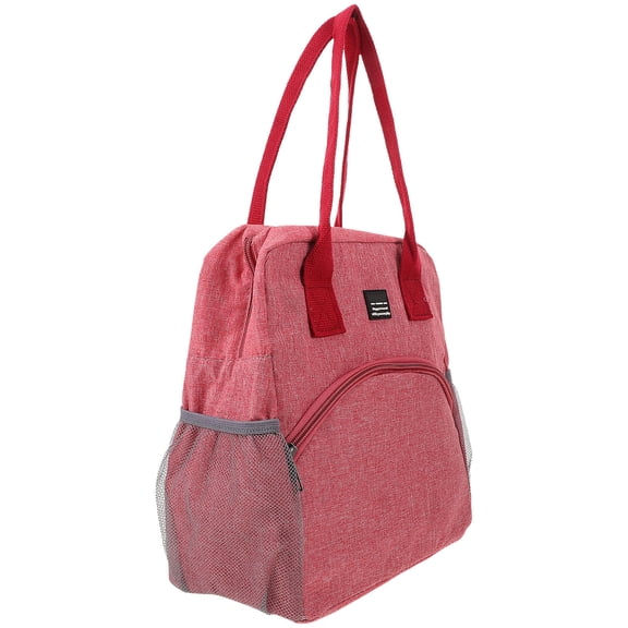 OUNONA Portable Bento Bag for Storage Food Grade Insulated Lining Convenient Lunch Bag Rosy 12.5 x 6.5 x 10.5 inches