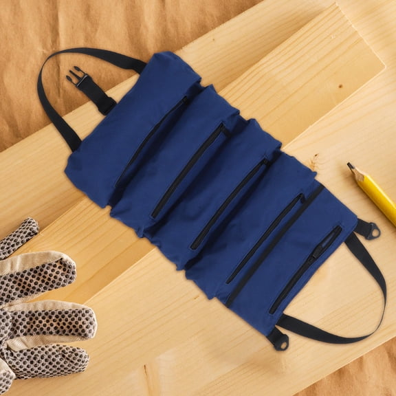 OUNONA Portable Canvas Tool Bag Wrench Organizer Roll Up with Large Storage Capacity