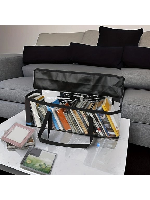 Portable Cd Storage Bag Black Large Capacity for Home Travel Organization