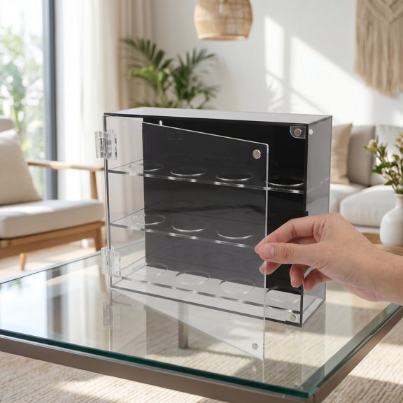 OUNONA Portable Clear Golf Ball Display Box for Sports Collectibles with Protective Cover
