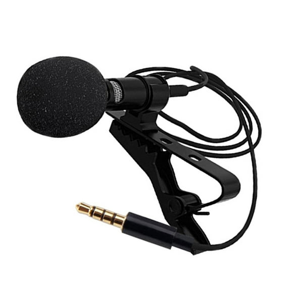 OUNONA Portable Clip On Lavalier Microphone with High Sound Quality for Phone Black 3.5mm Plug