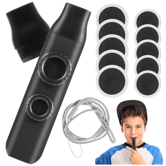 OUNONA Black Kazoo Instrument for Early Education with Dual Holes and Carrying Lanyard