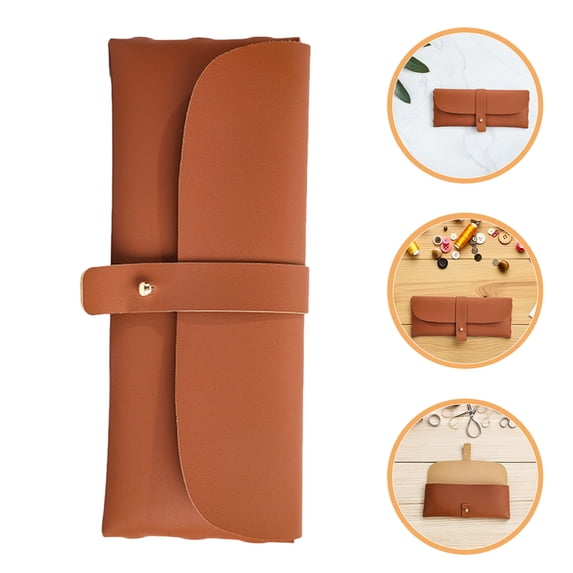 FOLOYORI Knitting Needles Holder Bag Pouch Brown Durable 1Pack