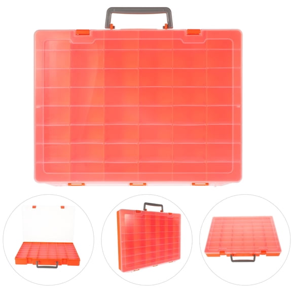 OUNONA Portable Organizer 48 Compartments Transparent Box Plastic Organizer Box with Dividers