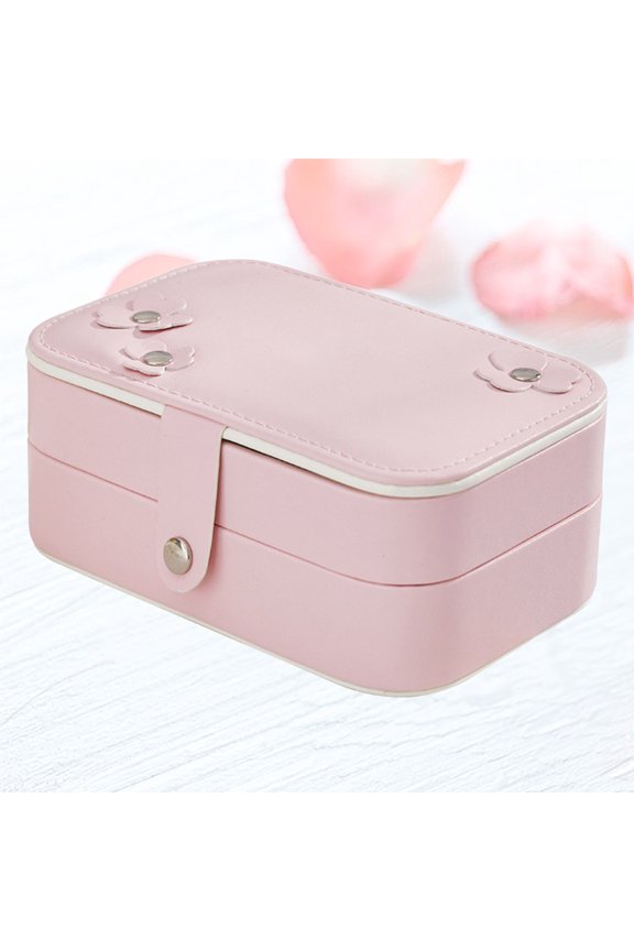 Jewelry Box Double Layer Portable Storage Case with Circular Bead Design for Jewelry Organization and Travel