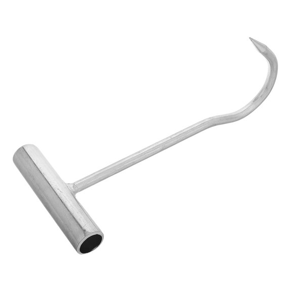 OUNONA Portable Silver Manhole Cover Puller Hook Tool with Heavy Duty Iron Construction