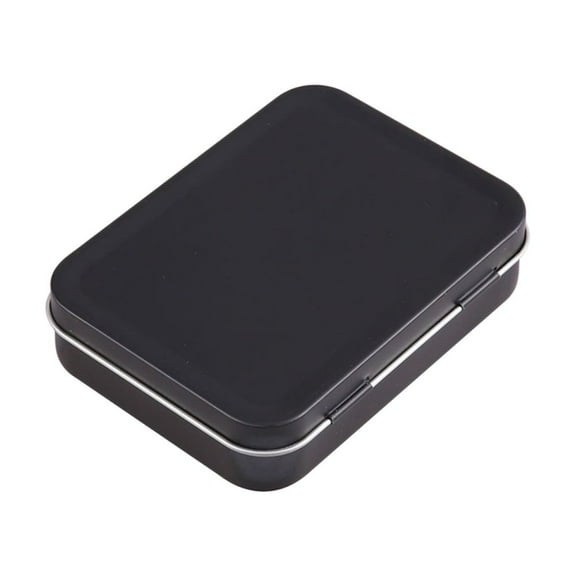 OUNONA Portable Storage Box with Mini Rectangular Tin Design Made of Iron for Storing Beauty Aids and Small Items Black 2.5x1.5x1 Inches