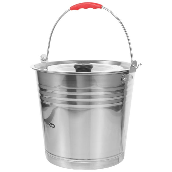 OUNONA Multi Functional Stainless Steel Water Bucket with Lid for Wine and Beverage Cooling
