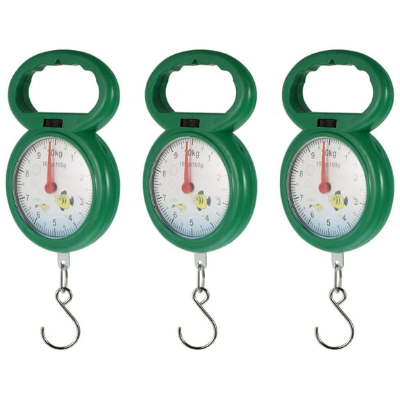 OUNONA Portable Spring Scale with Plastic Hook for Weighing Green Color Small and 3pcs