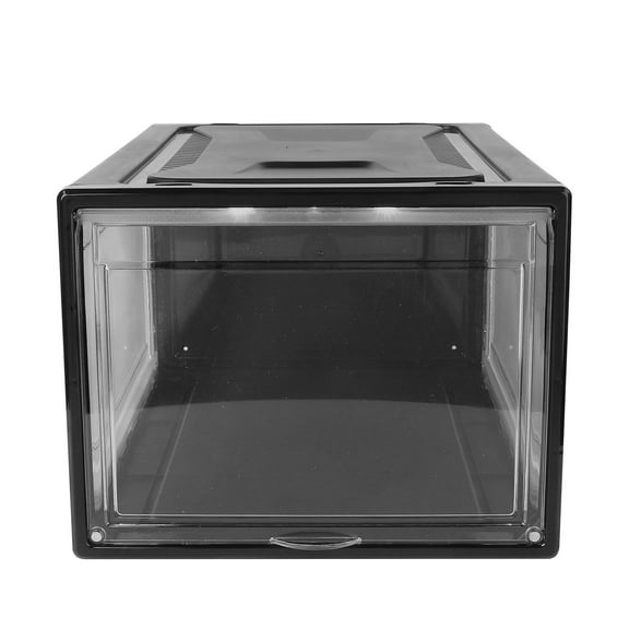 OUNONA Practical Acrylic Shoes Box for Storage Black Transparent and with Stackable Design 1Pc