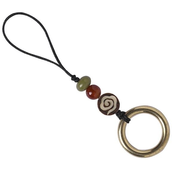 OUNONA Premium Brass Phone Strap with Vintage Chinese Design for Mobile Phones, Cameras, and Hanging Accessories