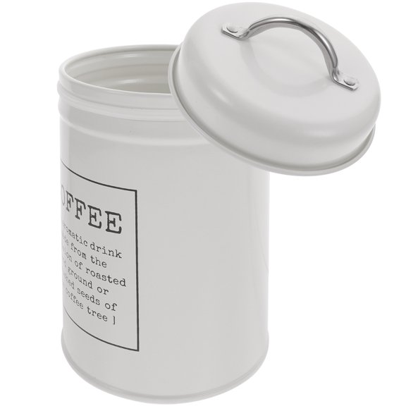 OUNONA White Airtight Coffee Canister Premium Iron Storage Jar for Home Coffee Bar Freshness Keeper