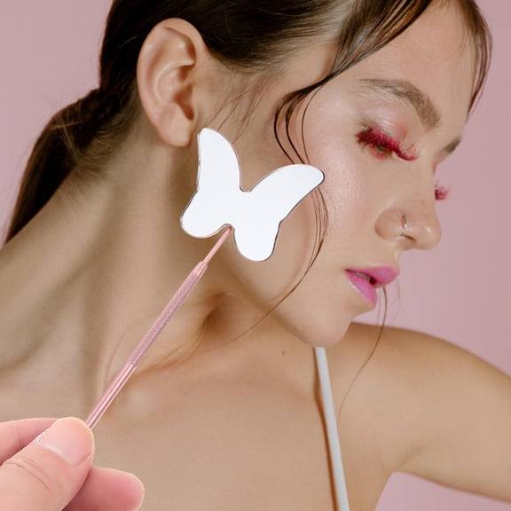 OUNONA Premium Stainless Steel Eyelash Mirror for Lash Extension with Removable Handle