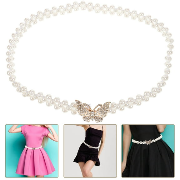 OUNONA Princess Bride Butterfly Waist Belt with White Rhinestones, Women's Wedding and Party Jewelry Accessory, 1 Pack