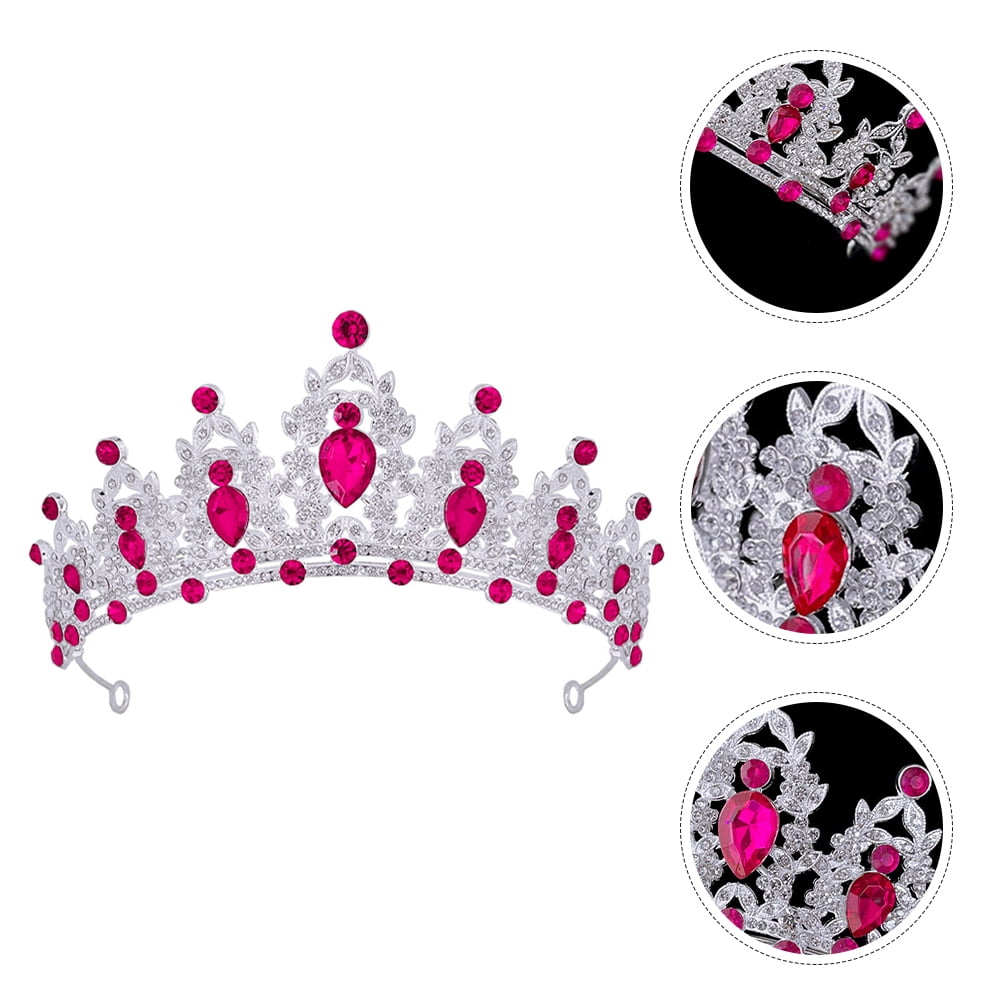 OUNONA Princess Crown for Women - Rhinestone Tiara Queen Crown Tiaras Bridal Headpiece for Weddings Quinceaneras Party Rosy
