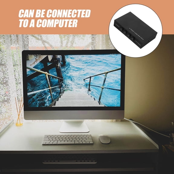 OUNONA Printer Sharing USB Hub 4 Port with Individual Buttons Black USB 2.0 Compatible