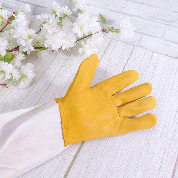 OUNONA  Protective Gloves Home Work Beekeeping Tools Sheepskin White