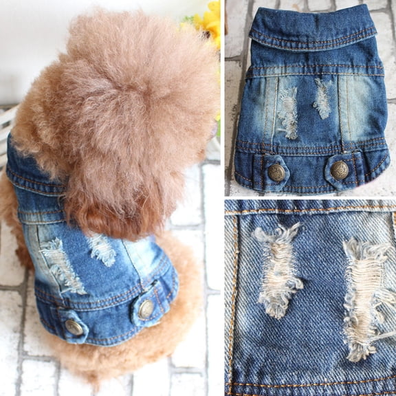 OUNONA Puppy Winter Clothing Denim Coat Sleeveless Jacket for Outdoor Use