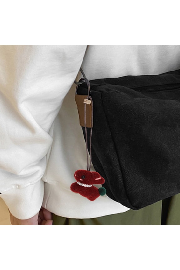 Tineasur Creative Keychain Rabbit Shape Plush Key Holder for Bags Teens 1Pack