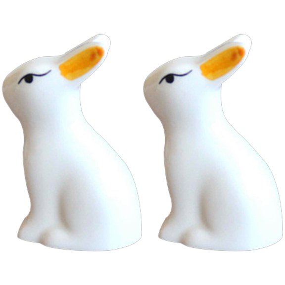 NUOLUX Ceramic Bunny Figurine White Garden Use Yard Use 2Pcs 2.3In