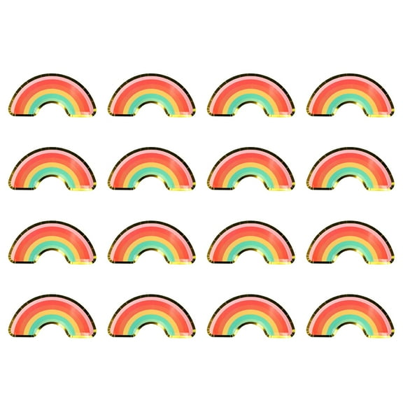 OUNONA Rainbow Paper Plates for Party Use Assorted Color EcoFriendly Disposable Plates 16 Pieces