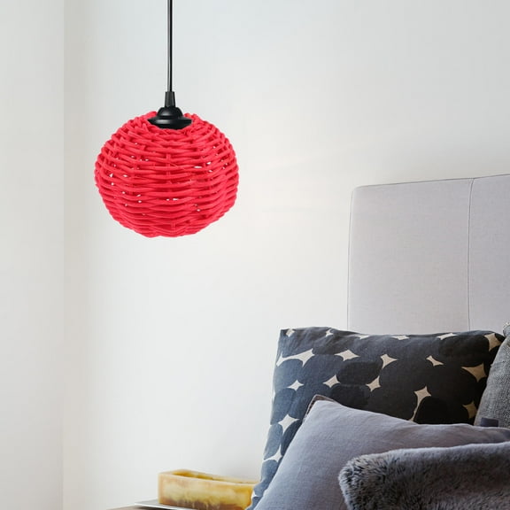 DRAFIDEEP Rattan Lamp Shade Red 2Pcs 2.75x2.75x2.16in