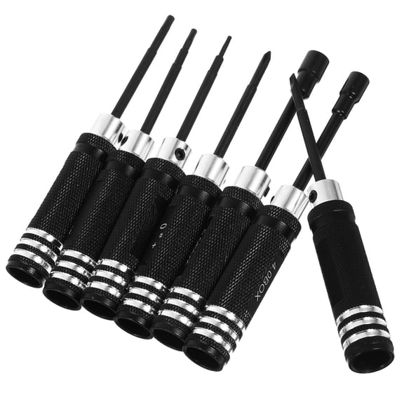 OUNONA Rc Model Screw Driver Adjustment Tools Kit Black Steel and Aluminum Handle