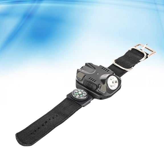 OUNONA Rechargeable LED Wrist Torch Watch with Compass for Hiking Camping Running and Night Use