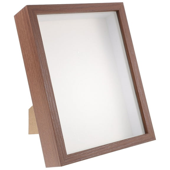 OUNONA Wooden Shadow Box Frame with Transparent Window Brown Wood Dried Flower Display Case for Home Decor