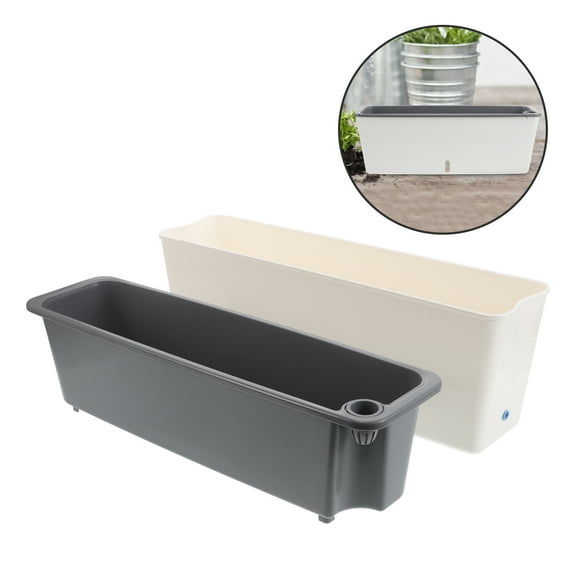 OUNONA Rectangular Flower Planter Box Plastic Seedling Pots with Watering System for Balcony Windowsill Gardening Growing Accessories