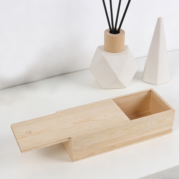 OUNONA Rectangular Wood Slide-top Storage Box for Keepsakes and Tea Bags