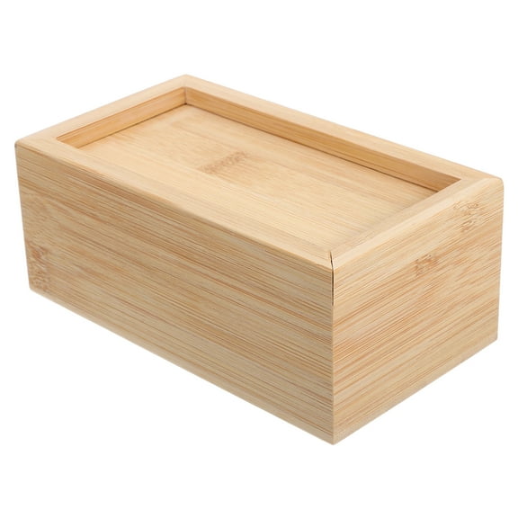 OUNONA Rectangular Wood Storage Box with Slide Lid Small Keepsake Chest Light Yellow