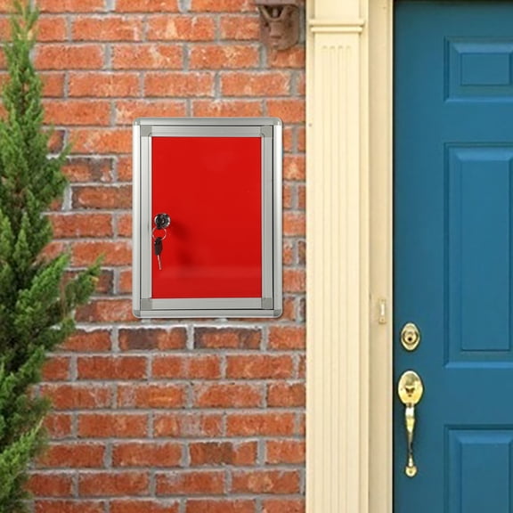 OUNONA Red Aluminium Alloy Wall Mount Mailbox Vintage Letter Box for Home Use SpaceSaving Design 14.5 x 11.5 x 3.5 Inches