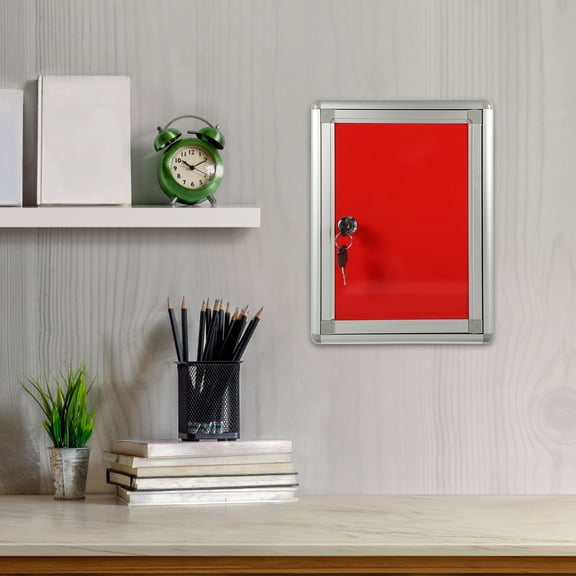 OUNONA Wall Mount Mailbox Red Aluminum Alloy Letter Box with Spacious Storage and Lock