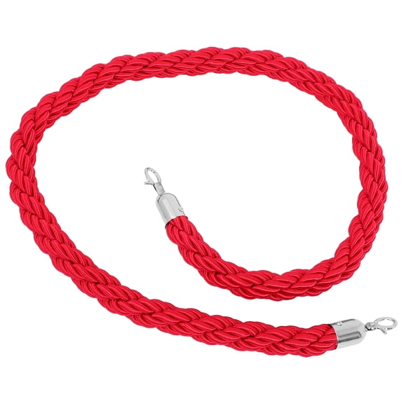 OUNONA Red Braided Banister Rope Barrier with Chrome Hooks for Elegant Event and Theater Queue Management