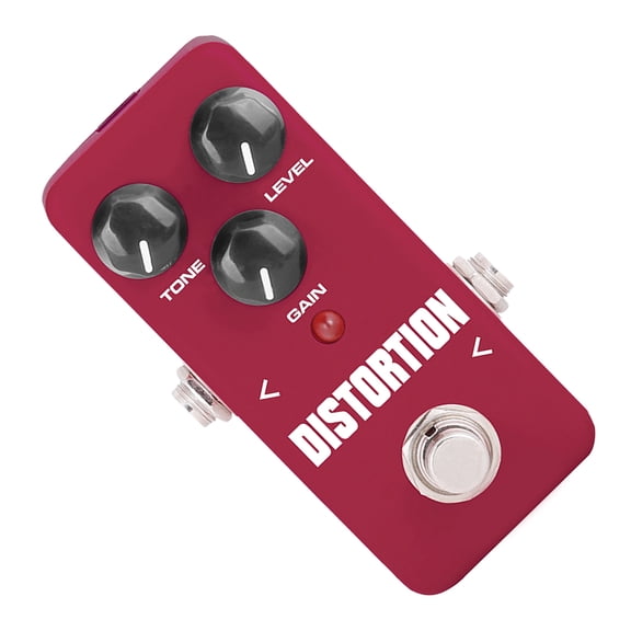OUNONA Red Guitar Distortion Effects Pedal Portable Stompbox with Aluminum Shell, LED Indicator, and Non- Rubber Pads
