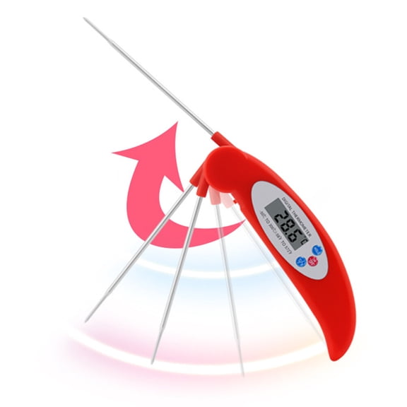 OUNONA Red Electronic Kitchen Thermometer with Wide Temperature Range and Waterproof Features