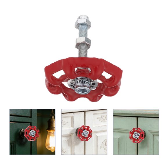 OUNONA Red Industrial Pipe Style Cabinet Drawer Pull Handle for Home Cabinets