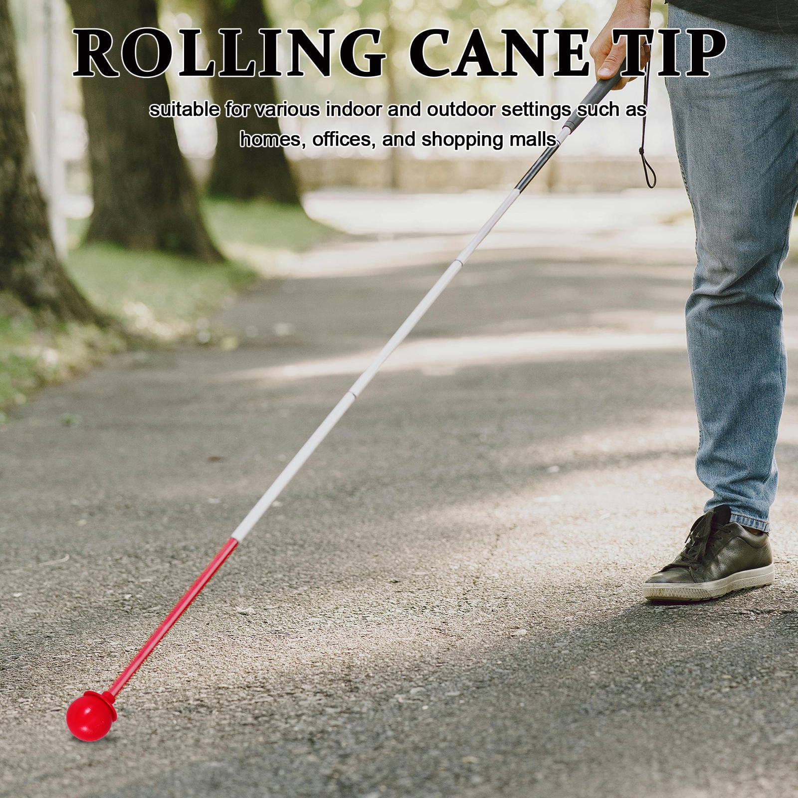 OUNONA Red Plastic Rolling Tip for Blind Cane with Enhanced Safety and Durability for Replace