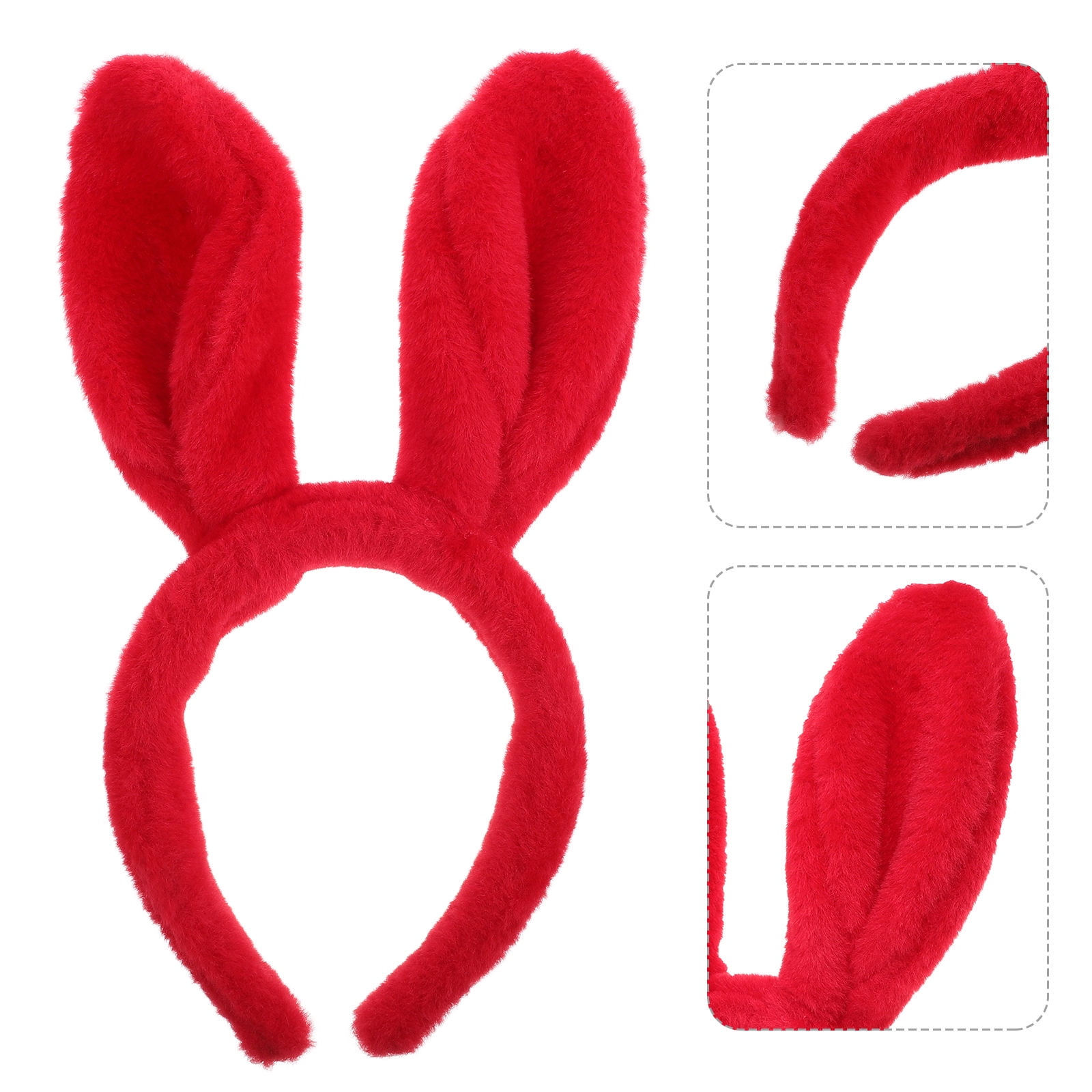 OUNONA Red Rabbit Ear Hair Hoop Fluffy Animal Ears Cute Fluffy Rabbit ...