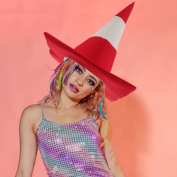 OUNONA Red Traffic Cone Hat Novelty Costume Party Headwear for Festival Birthday Celebration Photo Props