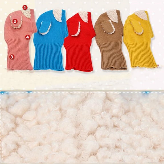 OUNONA Red Knitted Woolen Coif Hat Scarf Set with Earflap for Winter Warmth