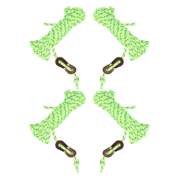 OUNONA Reflective Tent Guy Line Rope in Green Nylon with Hook and Buckle for Fast and Secure Tent Setup