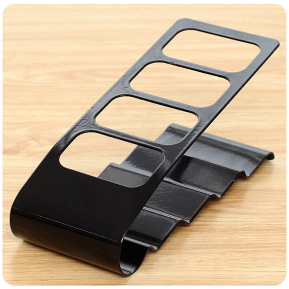 OUNONA Black Metal TV Remote Organizer Stand with Non- Wrinkled Base for Secure and Neat Storage