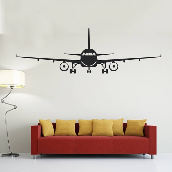 OUNONA Removable Black Airplane Wall Decals for Bathroom and TV Background, Easy to Apply and Peel, Stylish Home Decor